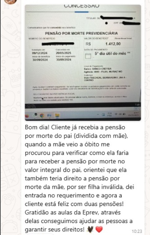 Carta de concessão de pensão por morte